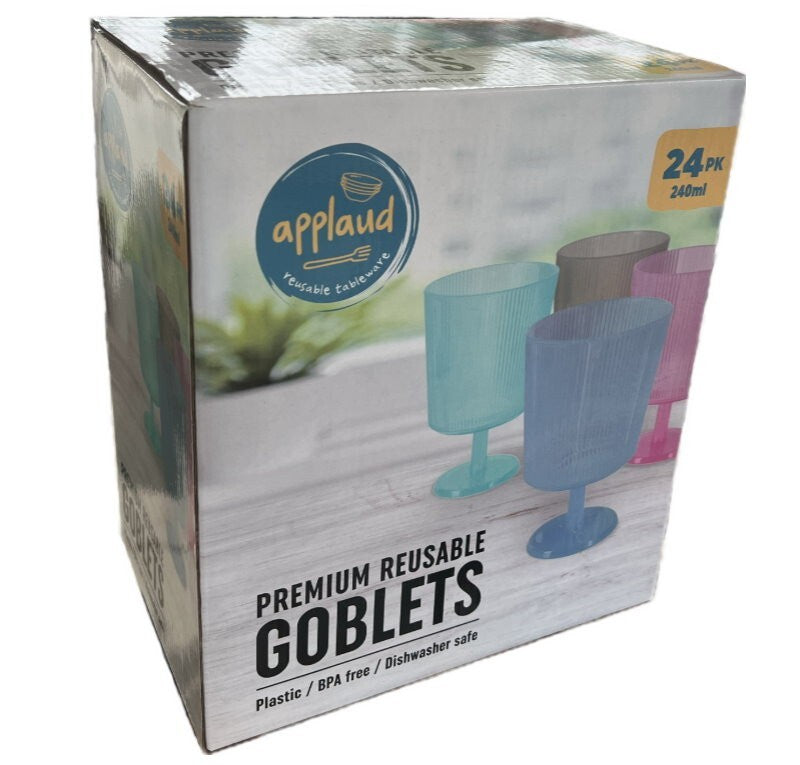 Applaud 24 Pack BPA-Free Reusable Wine Glasses Goblets 240ml Plastic Party Cups