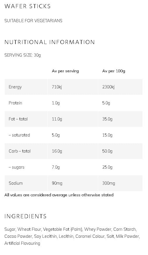 Premium Chocolate Wafer Sticks Choco Snack Soft Sweet Lollies 700g Vegetarians