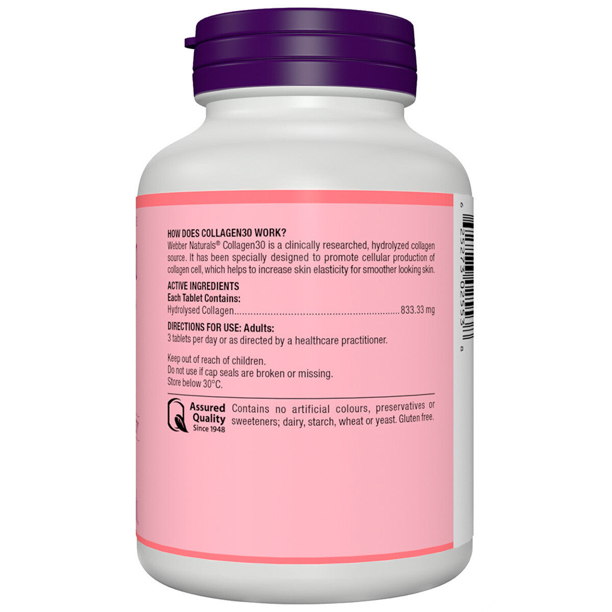 Webber Natural Hydrolysed Collagen30 120 Tablets 833mg Improve Skin Elasticity