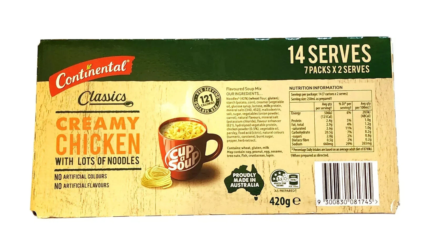 Continental Cup A Soup Classic Creamy Chicken With Lots Of Noodles 28x30g serves
