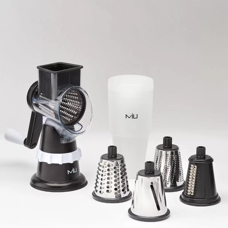 MIU 5-in-1 Rotary Drum Grater & Slicer with Suction Base, 5 Replaceable Drum