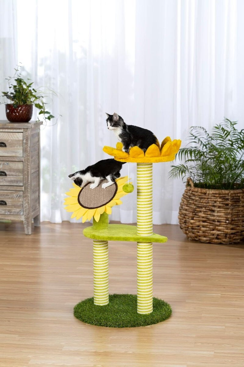 Kitty Power Paws 92cm Sunflower Playground Luxurious Cat Tree for Lounging, Play