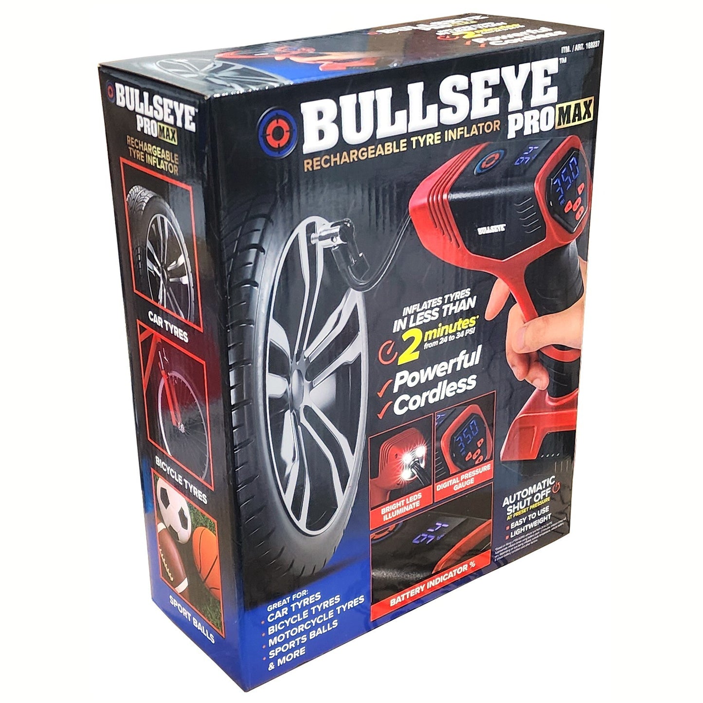 Automatic Cordless Portable Rechargeable Tyre Inflator Air Compressor Gauge 12v