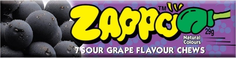 Zappo 30-Pack Grape & Strawberry Sour Flavoured Chews Lollies Mega Pack 870g