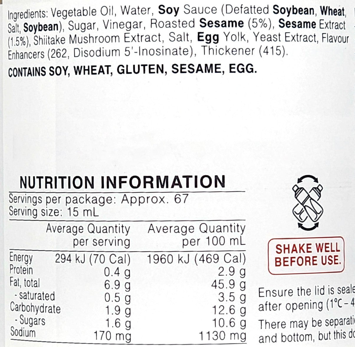 Kewpie Roasted Sesame Dressing 1L - Authentic Japanese Style for Salad & Food