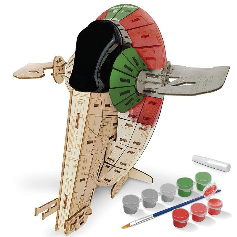Star Wars Wood Worx The Mandalorian Bobba Fett's Starfighter 3D Wooden Model Kit