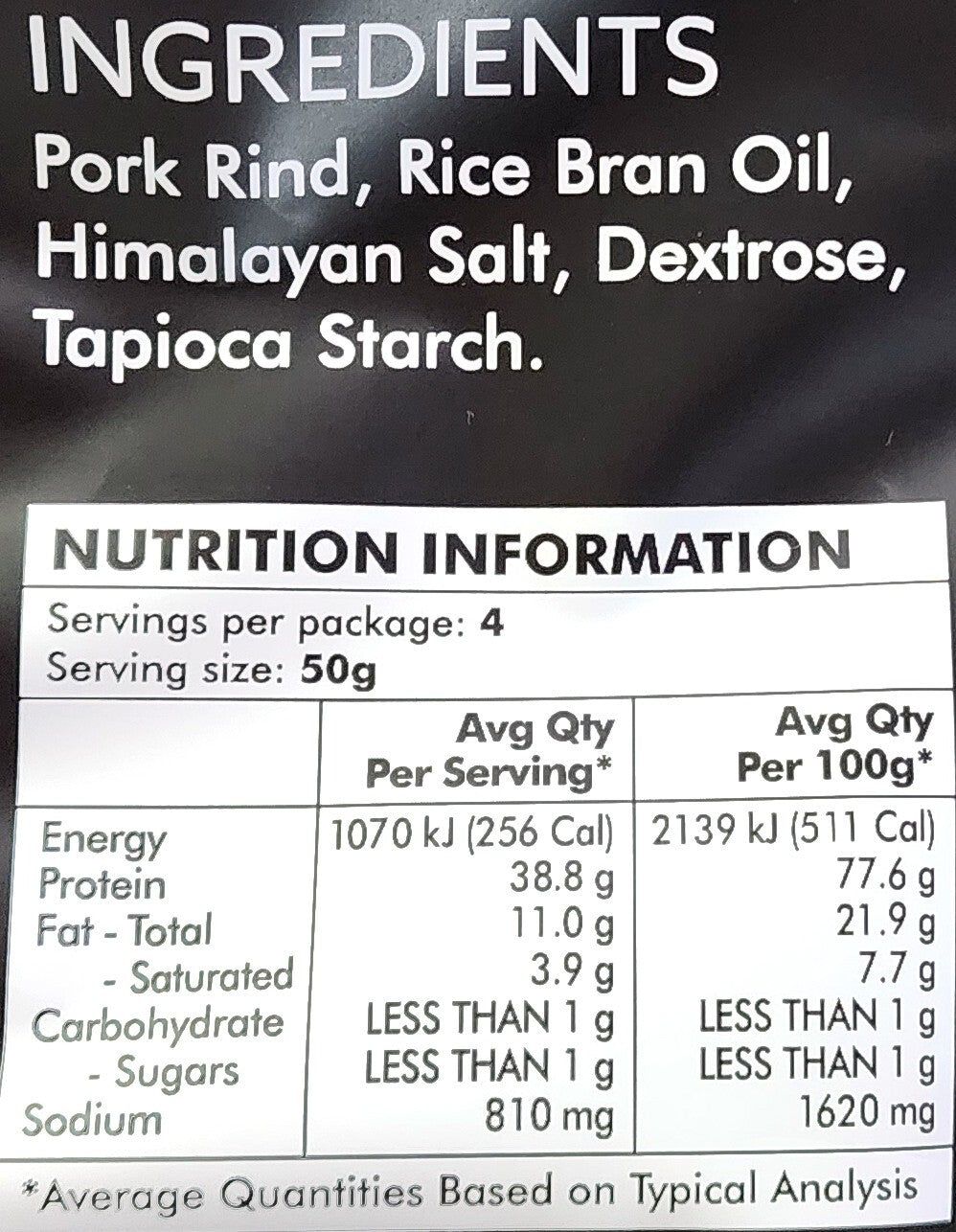 Local Legends Air popped Pork Crackle with Himalayan Salt 200g Gluten Free