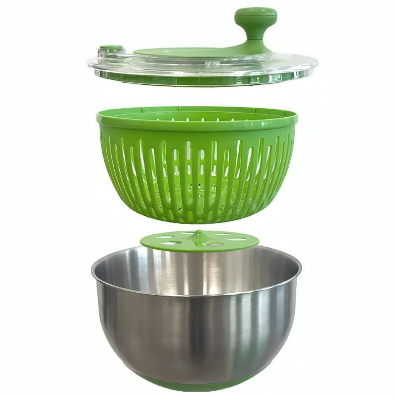 Rollkitchen 4.5L Stainless Steel Salad Spinner Spin Dry Multi-Use Lettuce Washer
