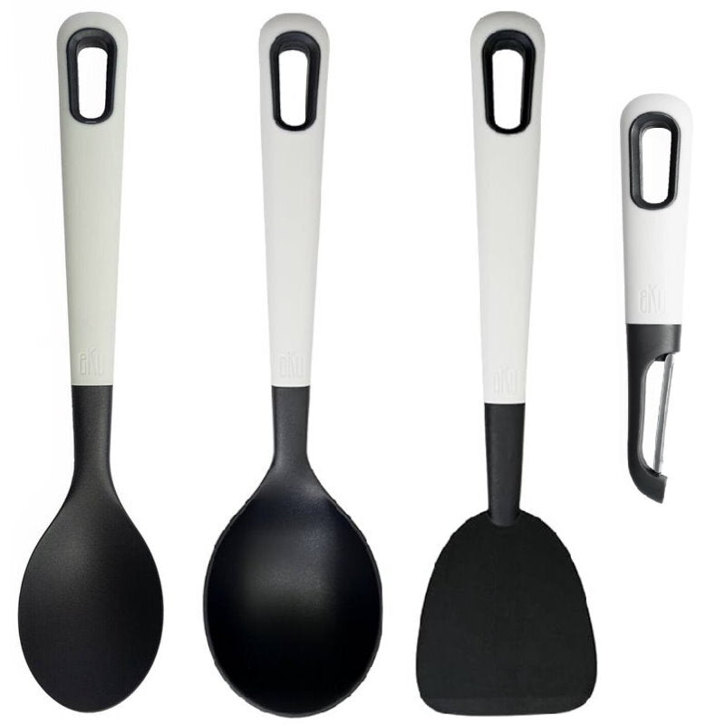 eKu Upcycle Kitchen Utensils Caviar - Spoon, Ladle, Square Turner, Swivel Peeler