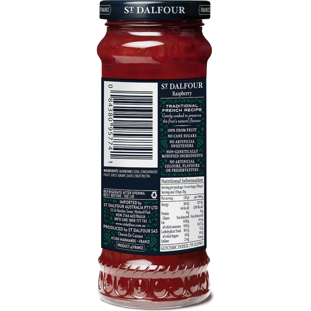 2 x 500g St Dalfour Raspberry 100% Fruit Bread Spread No Cane Sugar Vegan