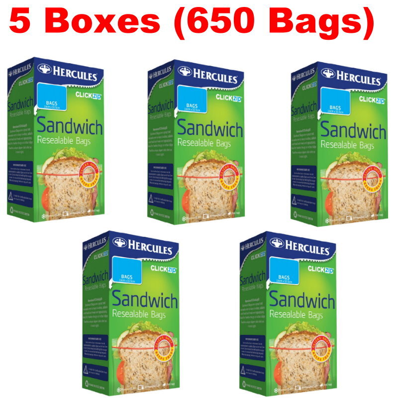 Hercules Resealable Sandwich Bags Freezer & Microwave Safe, BPA Free, Food Fresh