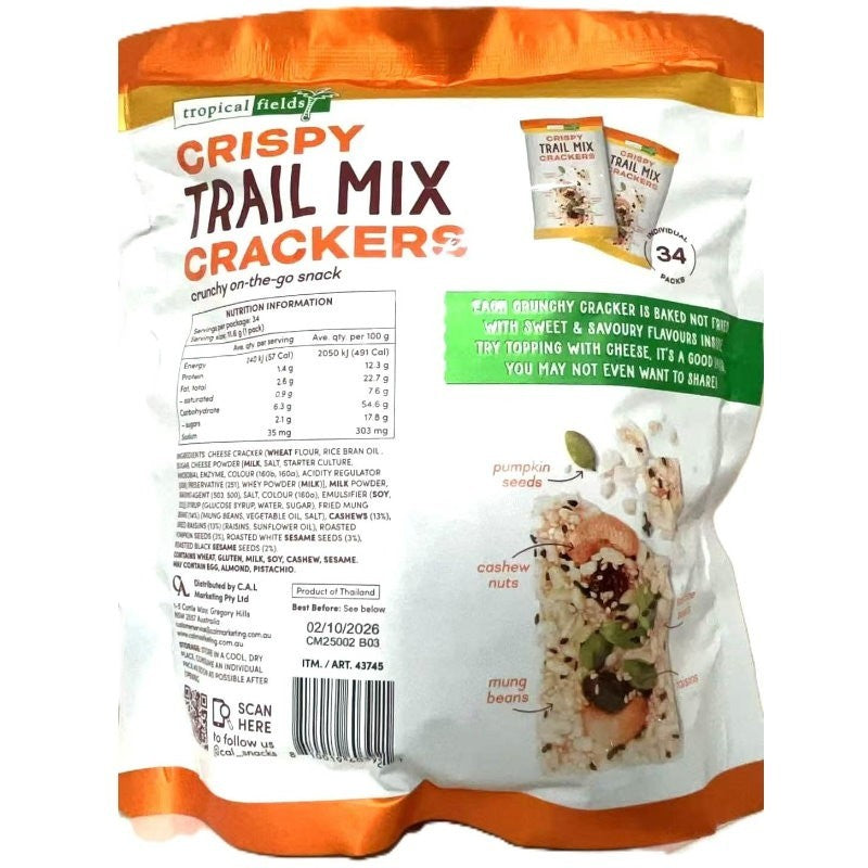 Tropical Fields 34-Pack Crispy Baked Trail Mix Crackers with Nuts and Seeds 394g