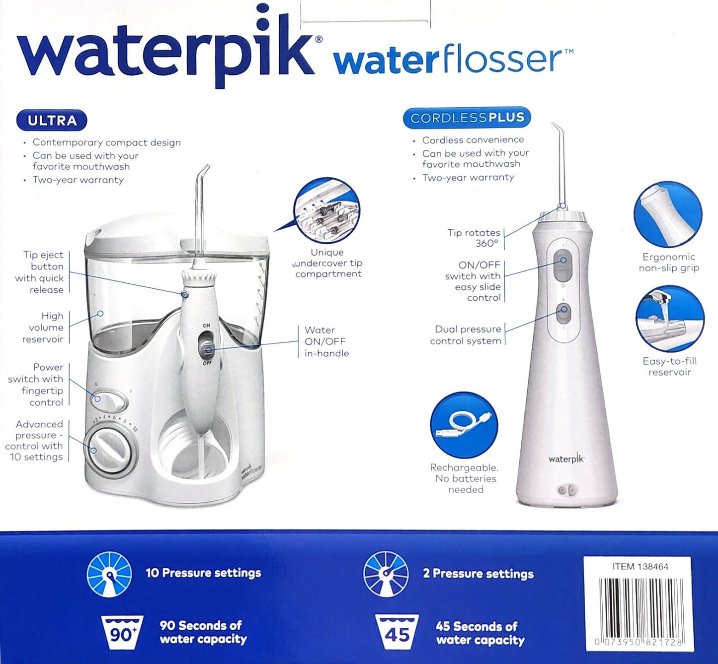 Waterpik Ultra & Cordless Plus Water Dental Flosser 10xAccessory Tips USB Charge