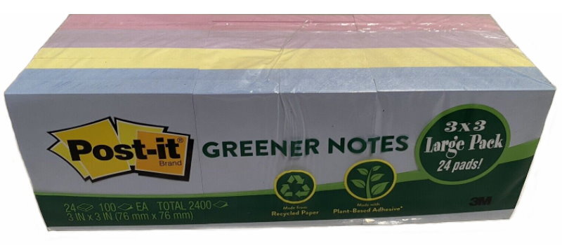 Post-It 3M Self-Stick Notes 3" x 3" Large 24 Pads (2400 Count) Assorted Colours