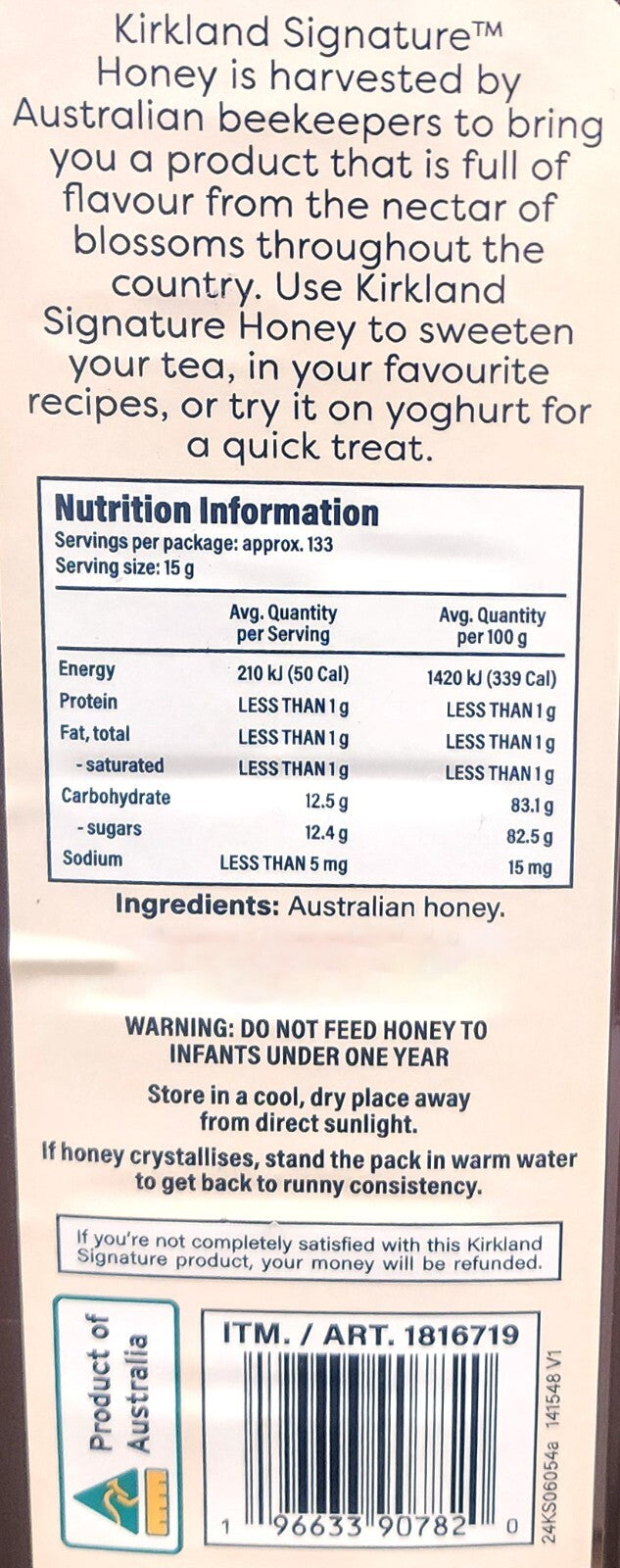 Kirkland Australian Honey 2kg – Sourced from Australia – Support Local Beekeeper