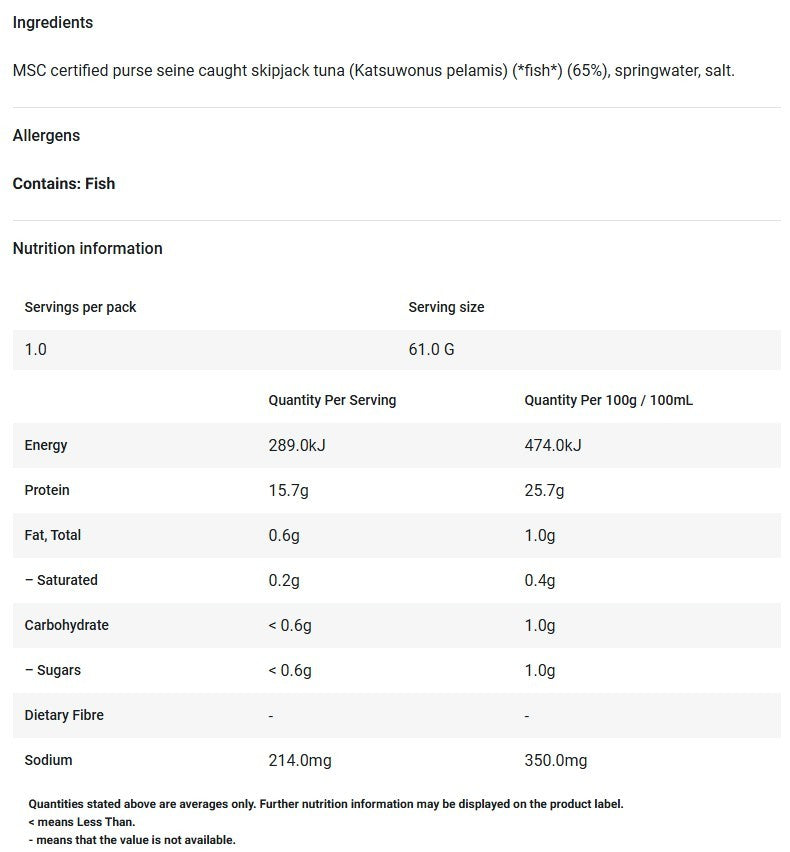 John West Canned Chunky Tuna In Springwater Kids Healthy Lunch Snack 16 x 95g