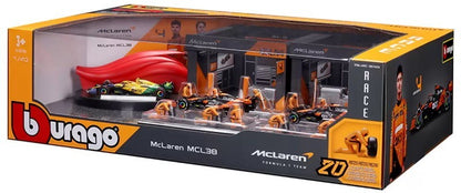 Burago 1:43 Formula One Racing Deluxe Paddock Ferrari, McLaren, Mercedes, RedBul