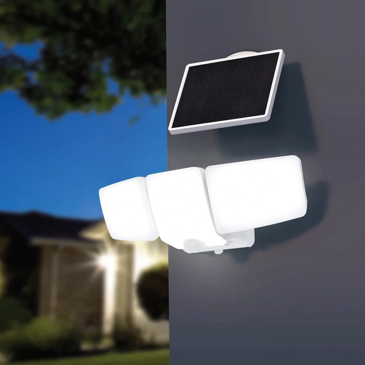 Solar 3 Motion Sensor LED Security Floodlight 2500 Lumen Garden Outdoor Light