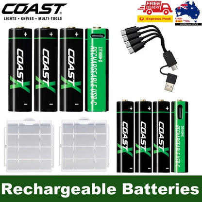 COAST 8 Battery Pack ZITHION-X AA/AAA USB-C Rechargeable Lithium Batteries
