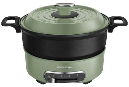 Morphy Richards Round Multi Function Grill Pan Electric Cooking Pot 1.8L Green