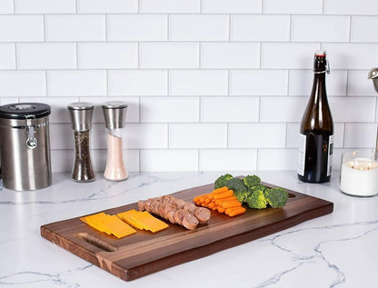 BIRDROCK HOME 22" Acacia Wooden Cheese Serving Board with Handles 55.9cm x 29cm
