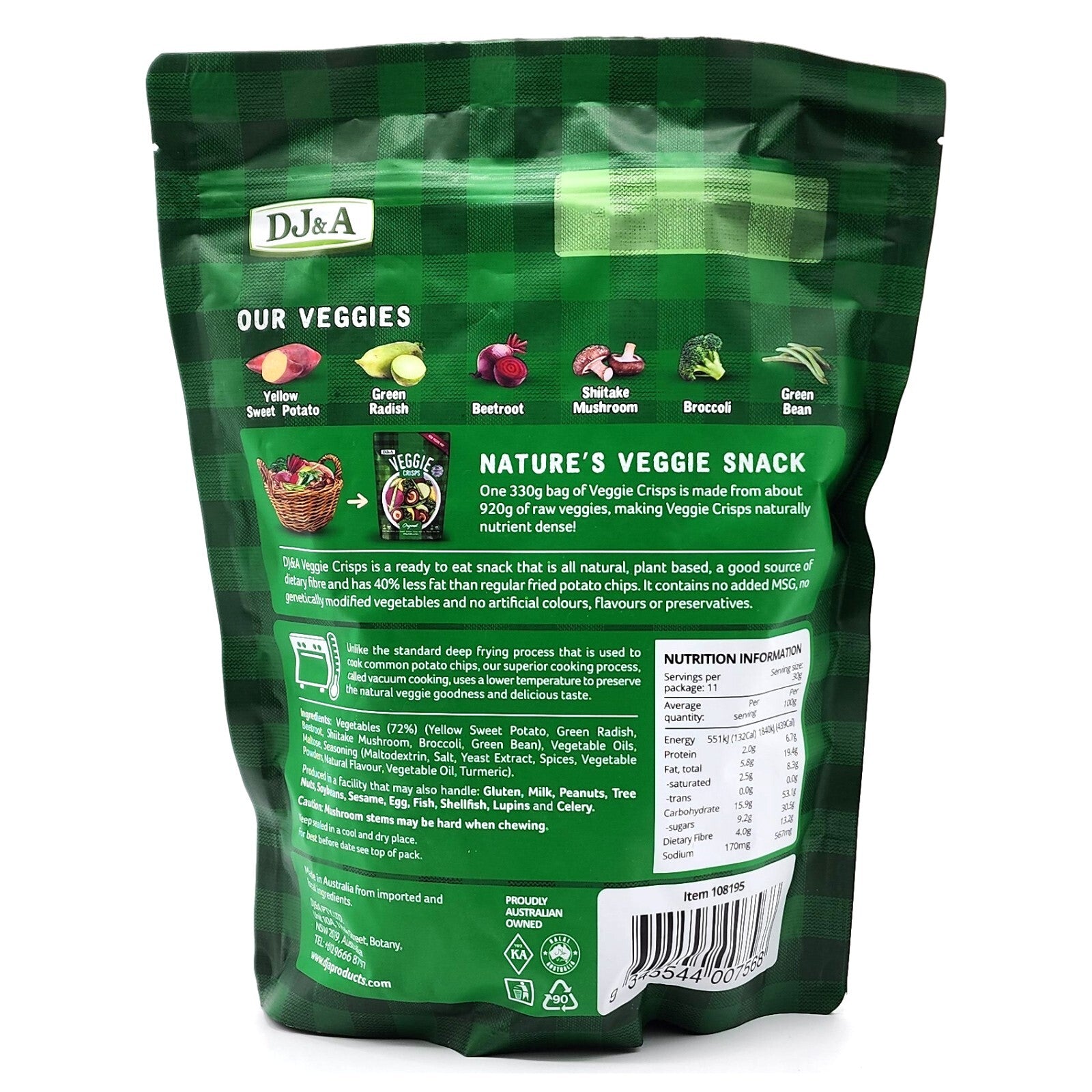 Veggie Mix Sweet Potato Radish Beetroot Shiitake Mushroom Broccoli Crisps 330g