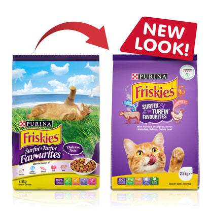 Friskies Adult Surfin & Turfin Favourites 5kg Purina Premium Dry Cat Food Bag