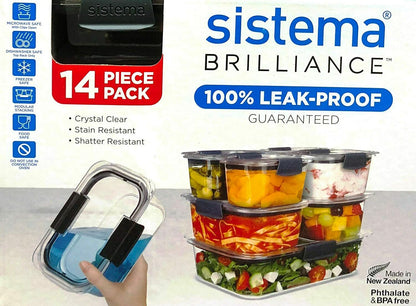 Sistema Leak Proof BPA Free Food Storage Lunch Box Container Safe 14 Piece Pack