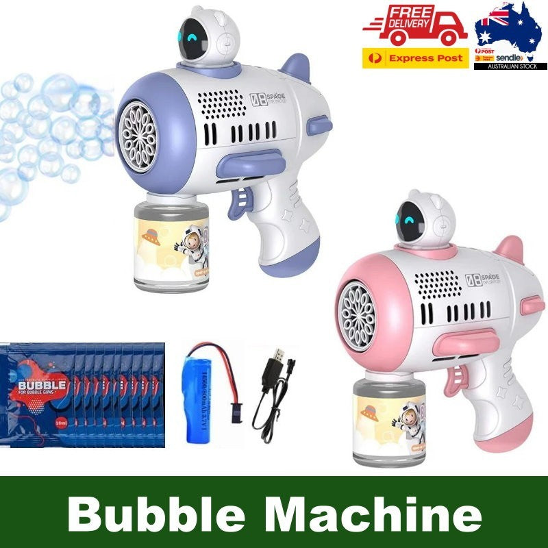 Mercita Space Electric Bubble Guns Machine with Light & Battery for Kids