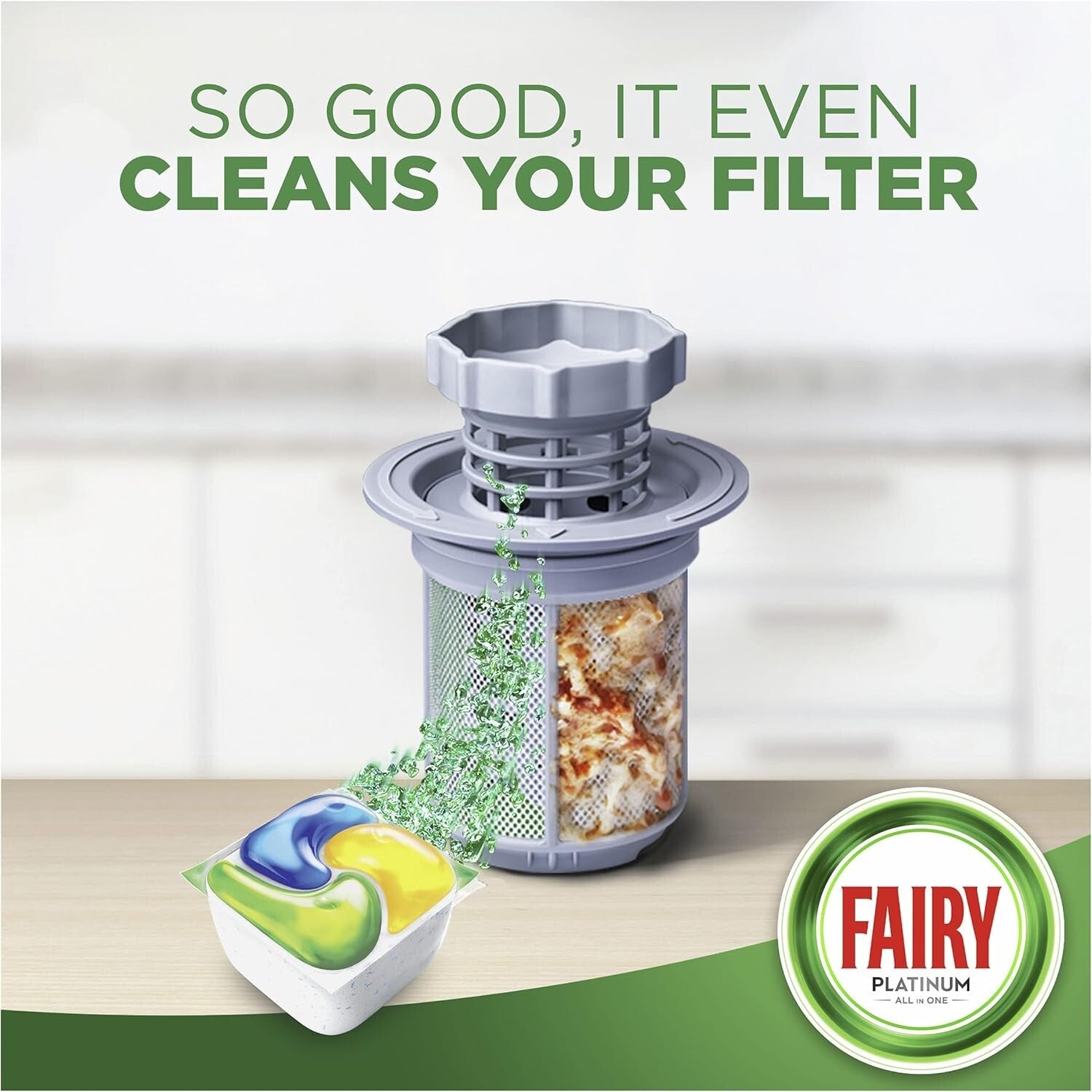 Fairy Platinum Dishwasher Gel Capsules 113 Pack Lemon Cleans Dishwasher Filter