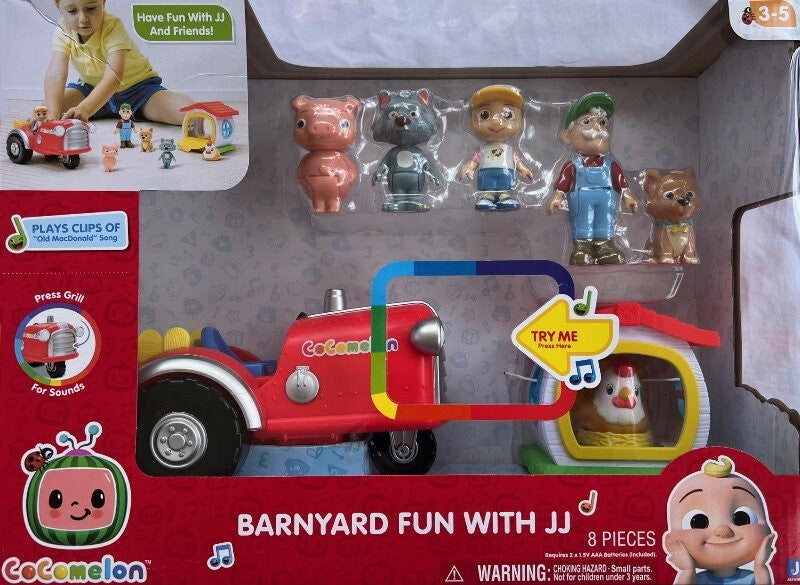 CoComelon 8 Pieces Barnyard Fun With JJ Playset Musical Tractor with Sounds