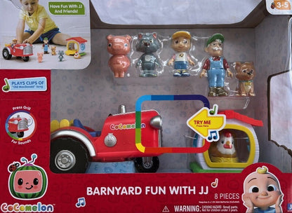 CoComelon 8 Pieces Barnyard Fun With JJ Playset Musical Tractor with Sounds