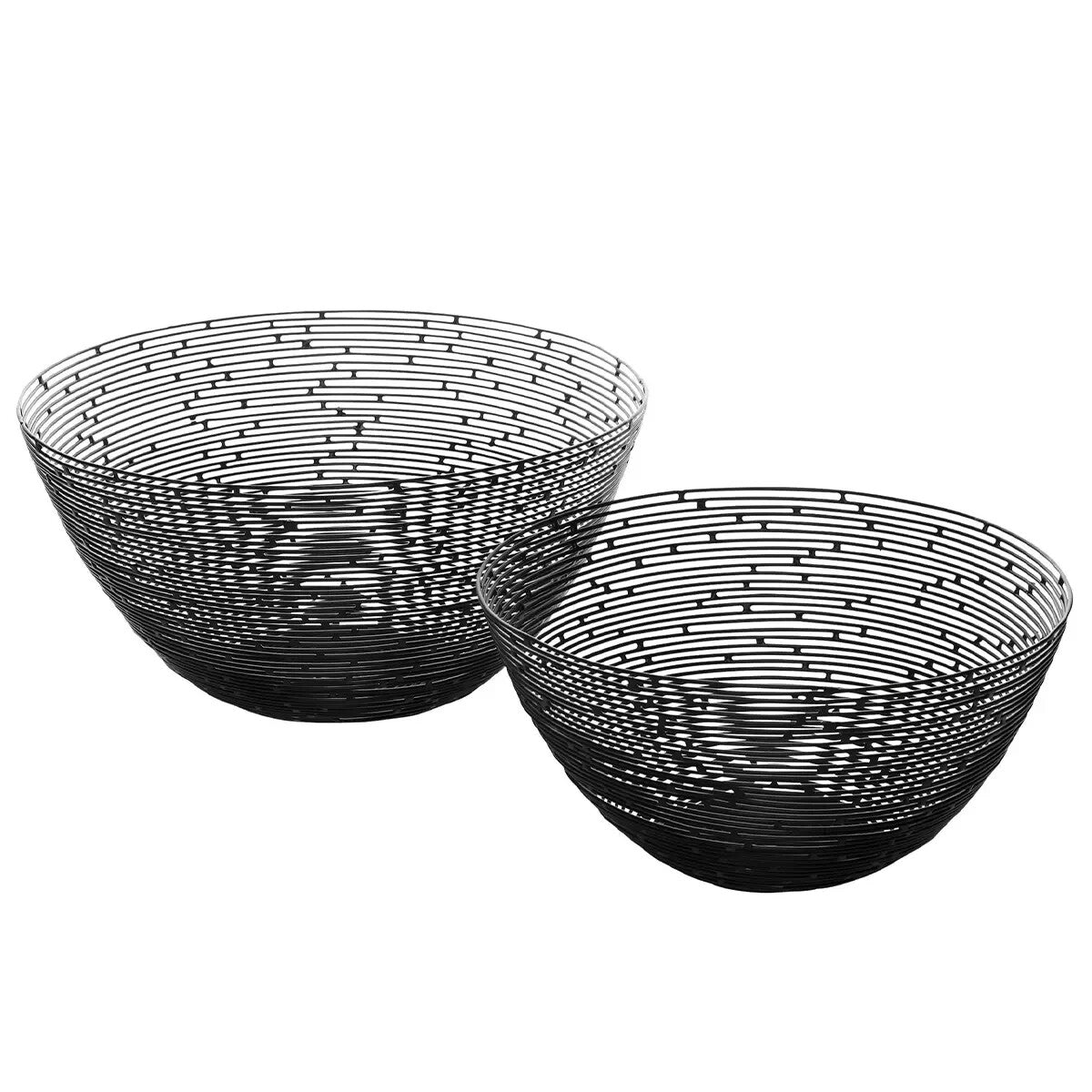 2 x Black Metal Wire Fruit Bowls Modern Decorative Countertop Storage Baskets