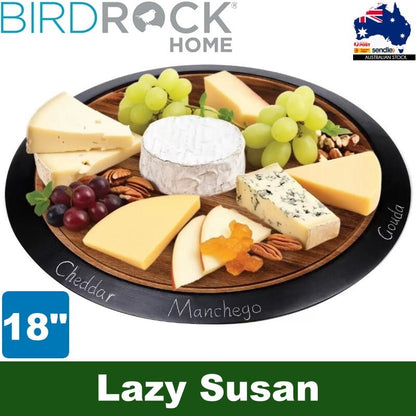 BIRDROCK HOME 18" Wood Chalkboard Lazy Susan Turntable Organizer with Pencil