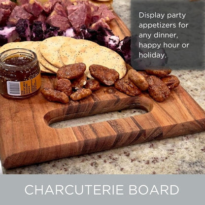 BIRDROCK HOME 22" Acacia Wooden Cheese Serving Board with Handles 55.9cm x 29cm