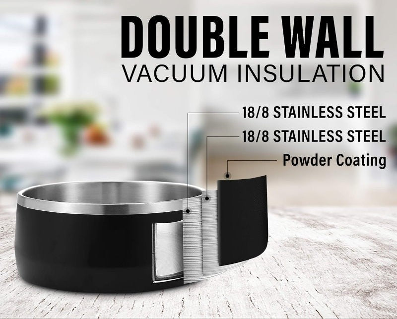 Long Paws Lunar Dog Bowls 1.8L Stainless Double-Wall Metal for Food & Water
