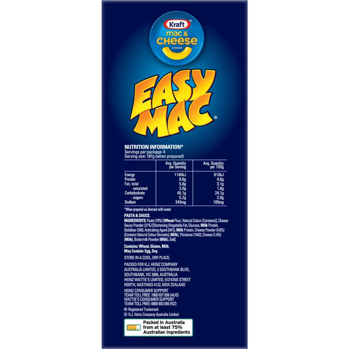 Kraft Easy Mac & Cheese Microwave Macaroni Pasta Classic Cheese Dinner 24 x 70g