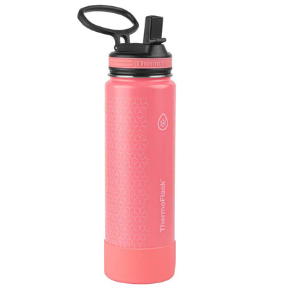 ThermoFlask Stainless Steel Vacuum Sealed Drink Bottle 710ml White & Pink 2 Pack