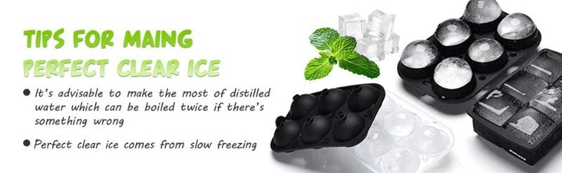 Ankway 6 Balls 65mm (2.5") Silicone Ice Cube Tray Sphere Ice Ball Maker Mold