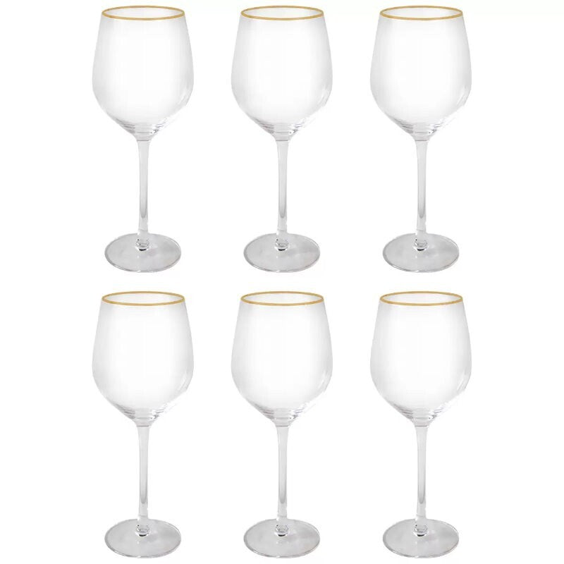 Cristina Re Chiara Wine Glasses - 6 Piece Set, 24ct Gold Trimmed & Lead Free