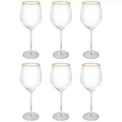 Cristina Re Chiara Wine Glasses - 6 Piece Set, 24ct Gold Trimmed & Lead Free