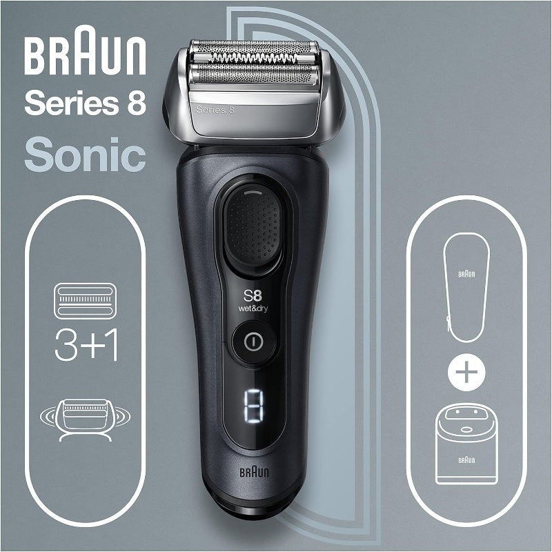 Braun Series 8 Wet & Dry 3 + 1 Head Electric Shaver & Precision Trimmer -Express