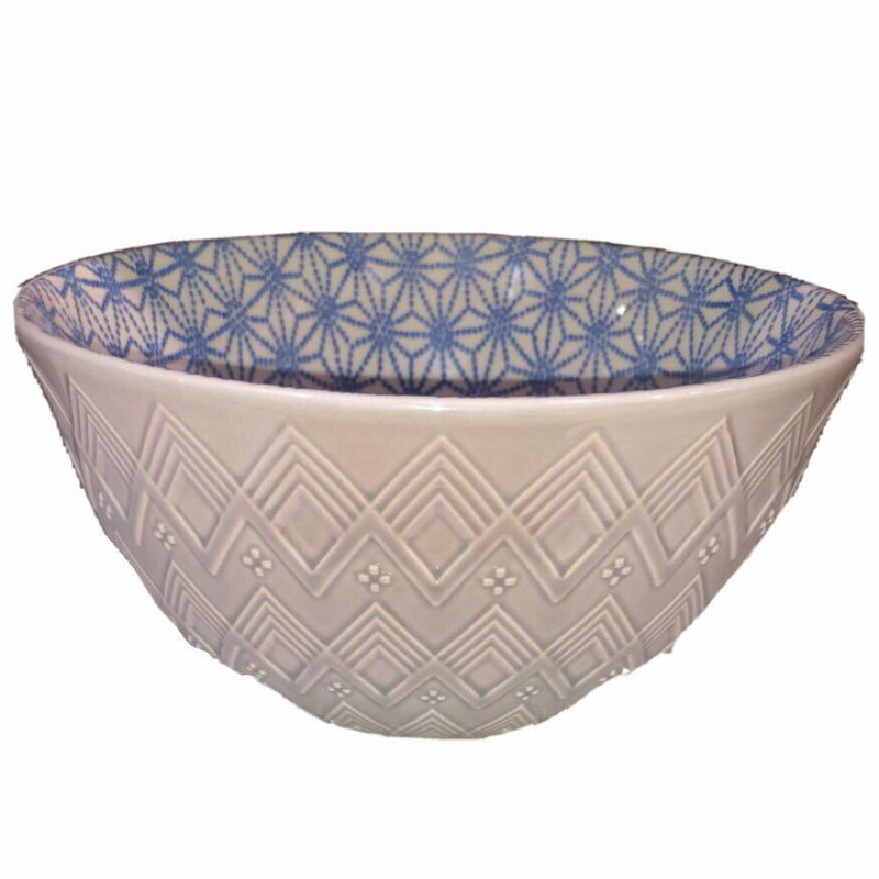 6-Piece Signature Housewares Stoneware Pad Print Bowls 660mL Microwave/Dishwashe