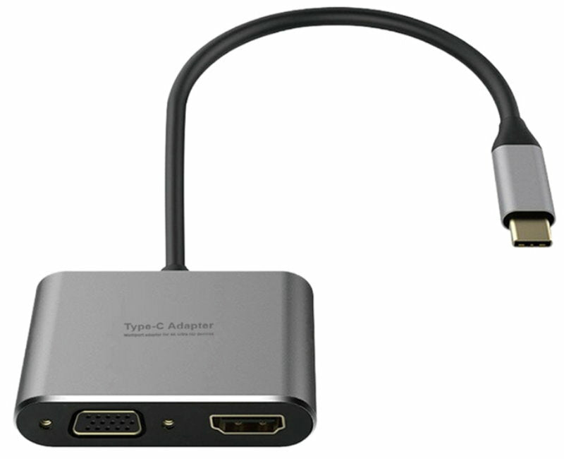 HYD-9837T 4-In-1 Type C USB Adapter Hub w/ HDMI, VGA, USB 3.0, PD 87W Charging