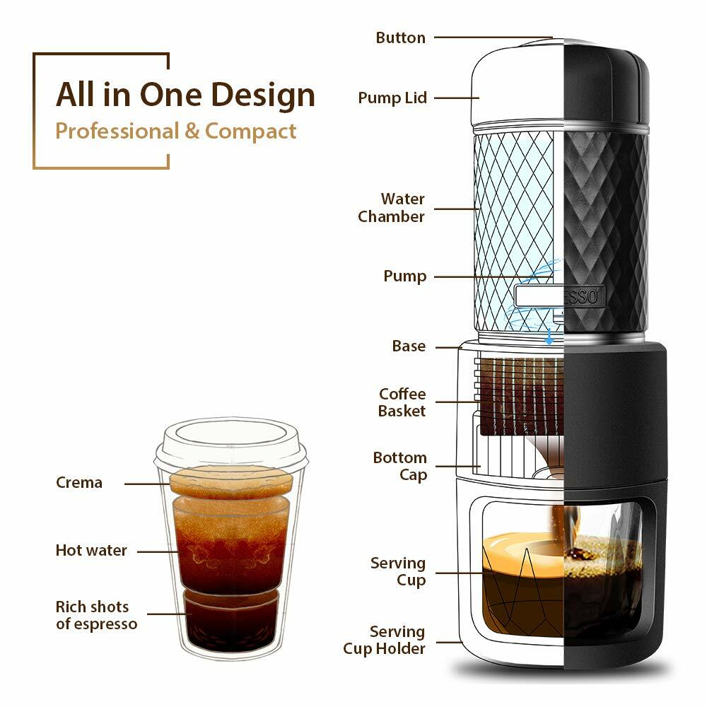 STARESSO Coffee Maker with Espresso, Cappuccino, Quick Cold Brew All in One
