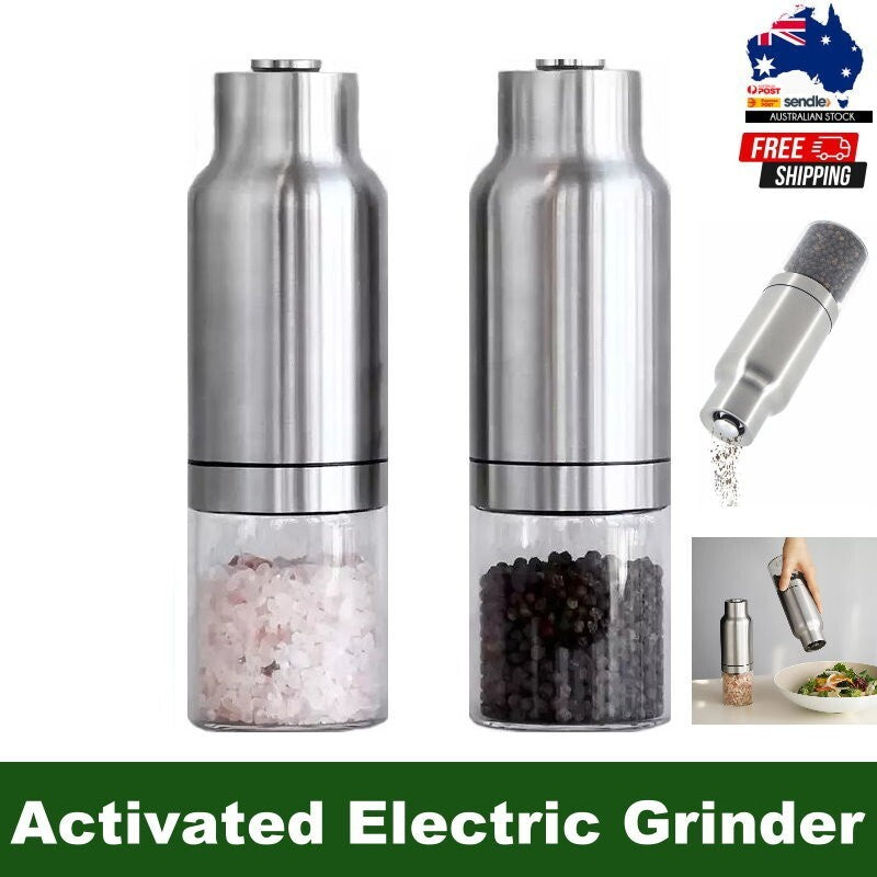 CARAHAN Salt / Pepper Gravity Activated Electric Grinder Set Adjustable & AUTO