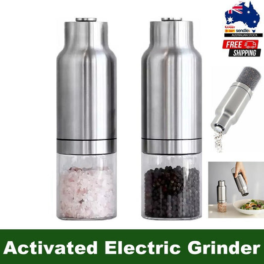 CARAHAN Salt / Pepper Gravity Activated Electric Grinder Set Adjustable & AUTO