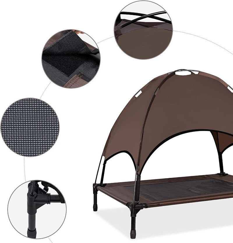 SolarTec Elevated Pet Dog Cot Bed with Removable Canopy Indoor/Outdoor - Large