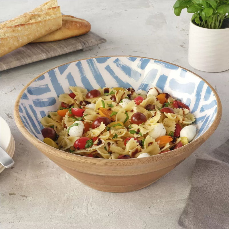 Mikasa 30.4cm Enameled Mango Wood Salad Serving Bowl Food Safe, Fruit, Pasta