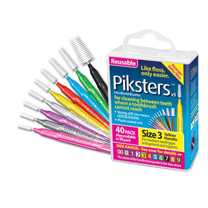 120 x Piksters Interdental Brushes Oral Dental Floss Size 3 Teeth Clean Pick